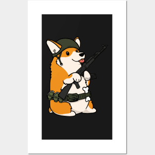 cute soldier war corgi Posters and Art